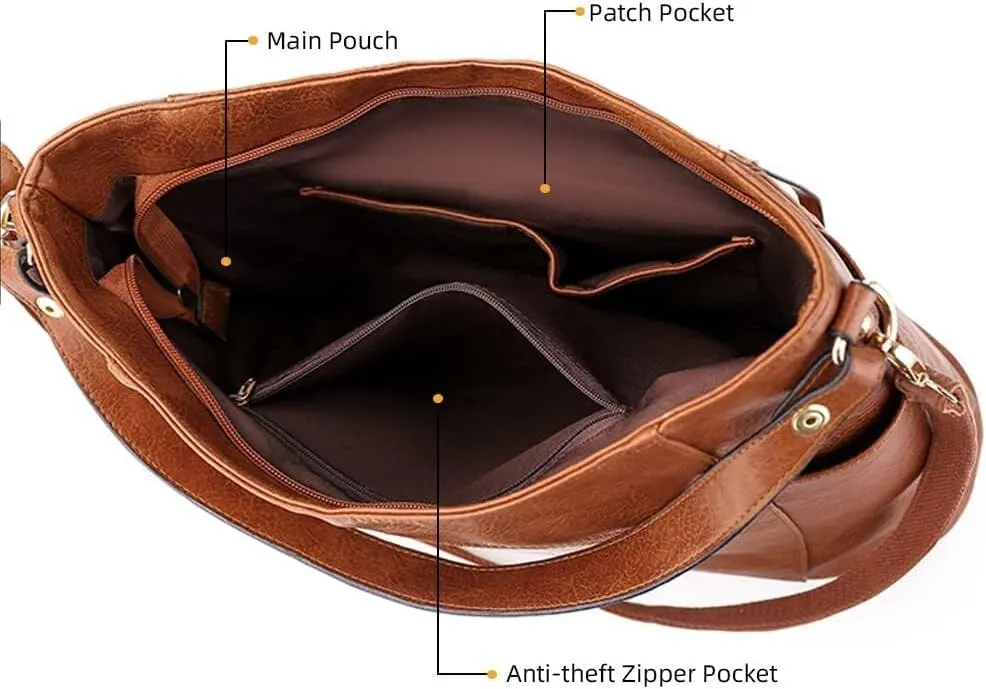 Leather Crossbody Handbag Roomy Work Womens Tote Handbag Large Shoulder Purse