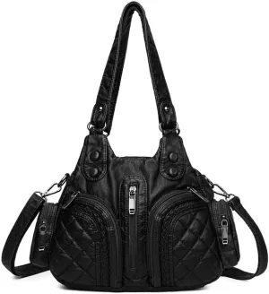 Leather Crossbody Purse Multi Pockets Shoulder Retro Hobo Top Handle Womens Tote Handbag