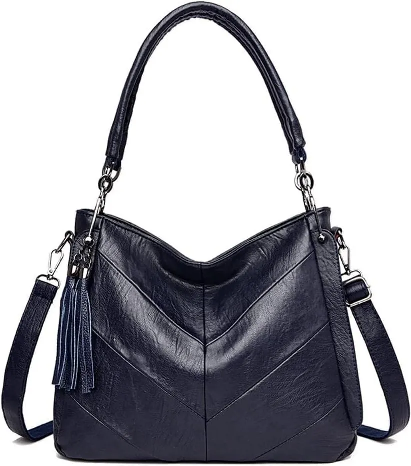Leather Shoulder Purse Handbag Casual Retro Hobo Crossbody with Tassel Tote for Women Messenger Bags