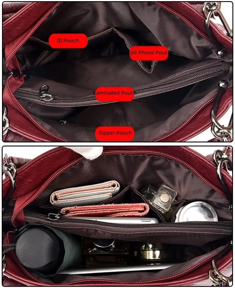 Leather Shoulder Purse Handbag Casual Retro Hobo Crossbody with Tassel Tote for Women Messenger Bags