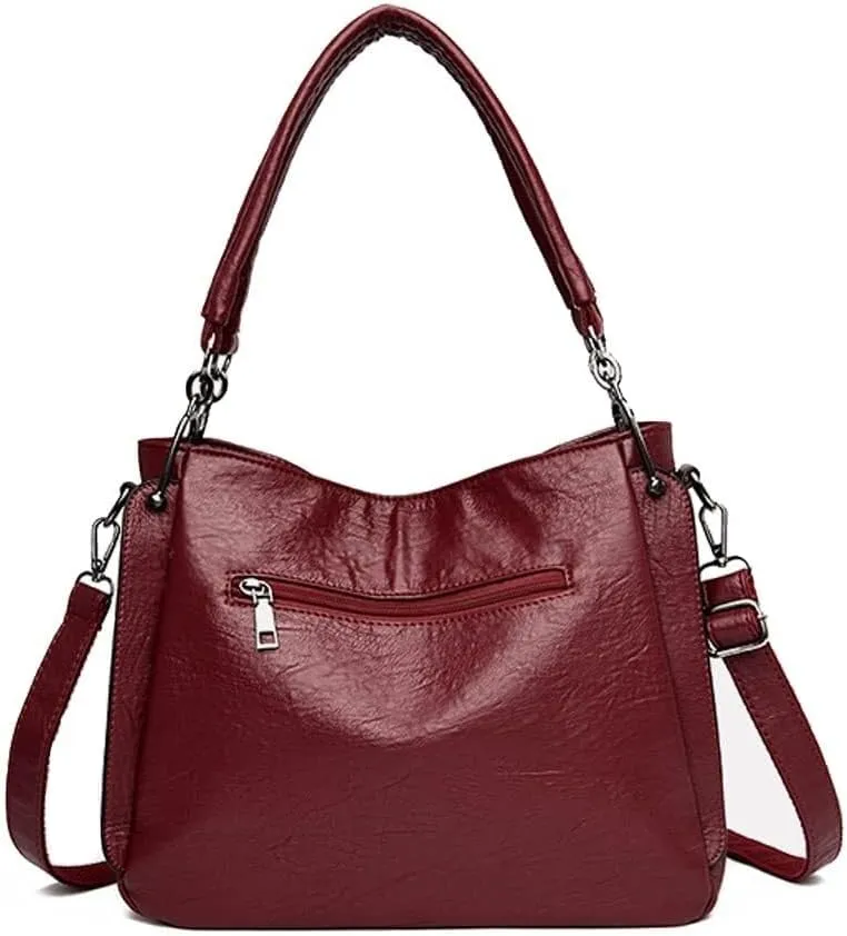 Leather Shoulder Purse Handbag Casual Retro Hobo Crossbody with Tassel Tote for Women Messenger Bags