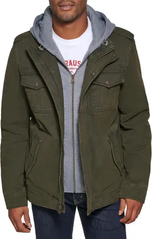 Levi's Men's Washed Cotton Hooded Military Jacket