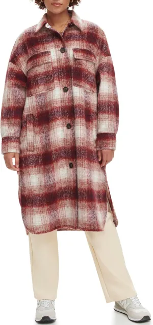 Levi's Women's Long Plaid Flannel Shirt Jacket