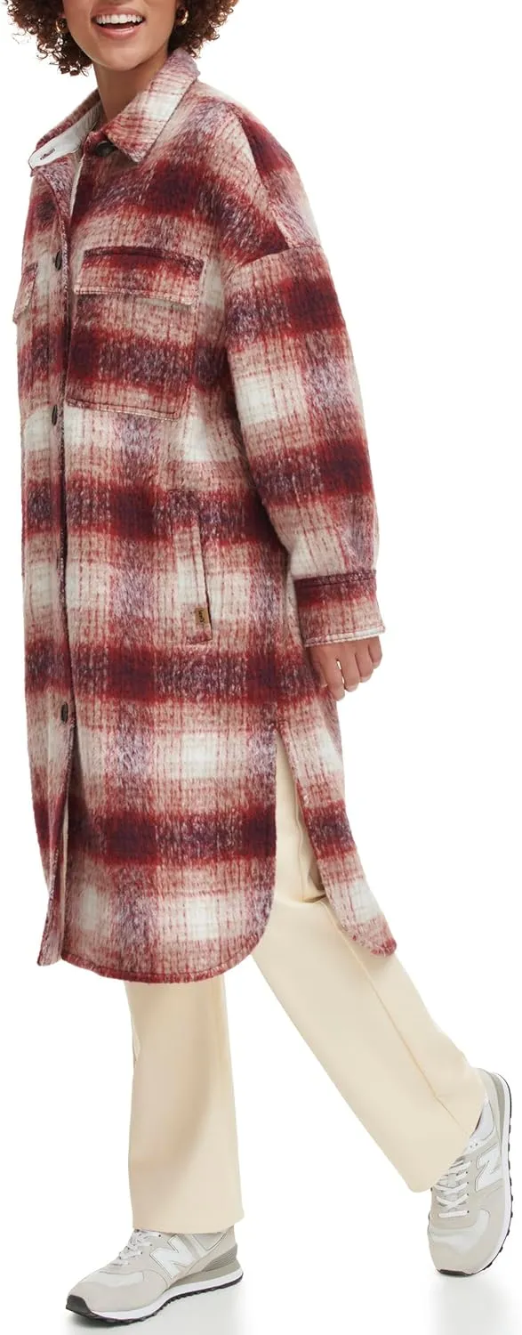 Levi's Women's Long Plaid Flannel Shirt Jacket