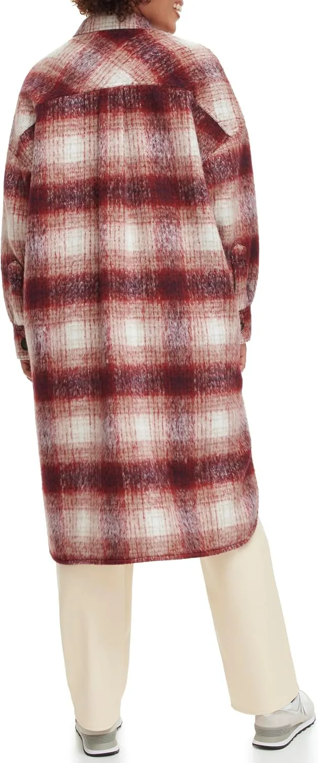 Levi's Women's Long Plaid Flannel Shirt Jacket