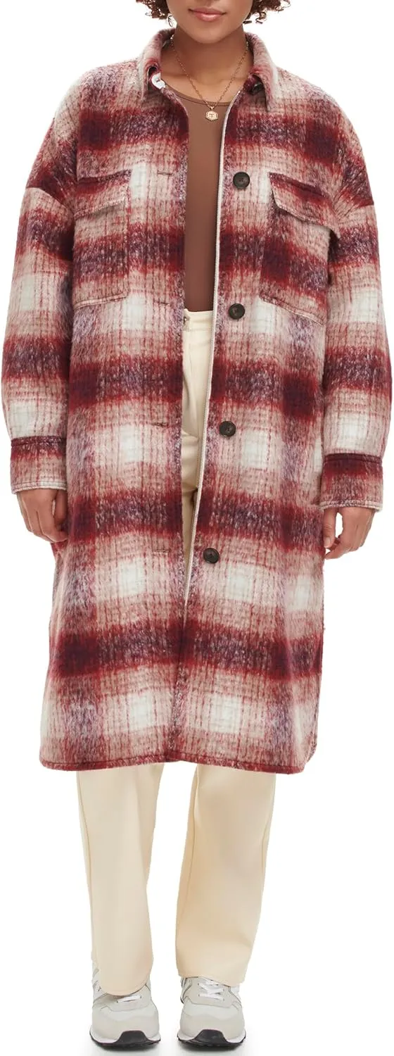 Levi's Women's Long Plaid Flannel Shirt Jacket