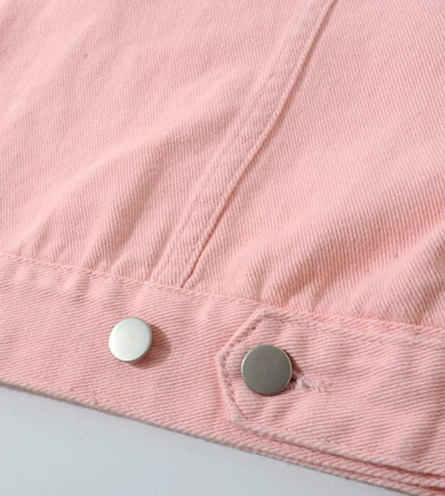 LifeShe Women's Basic Button Down Denim Jean Jacket Coat
