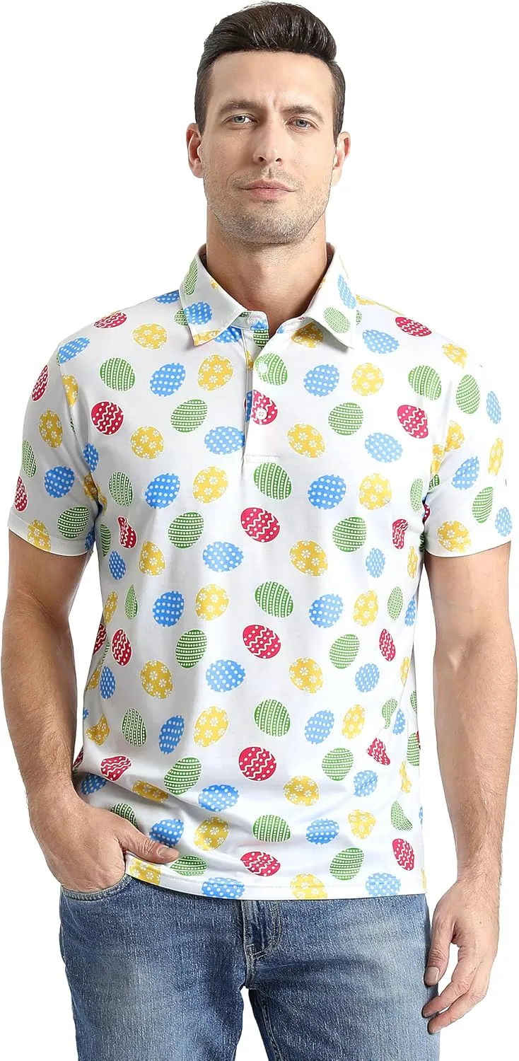 LINOCOUTON Men's Easter Day Short Sleeve Golf Polo Shirt