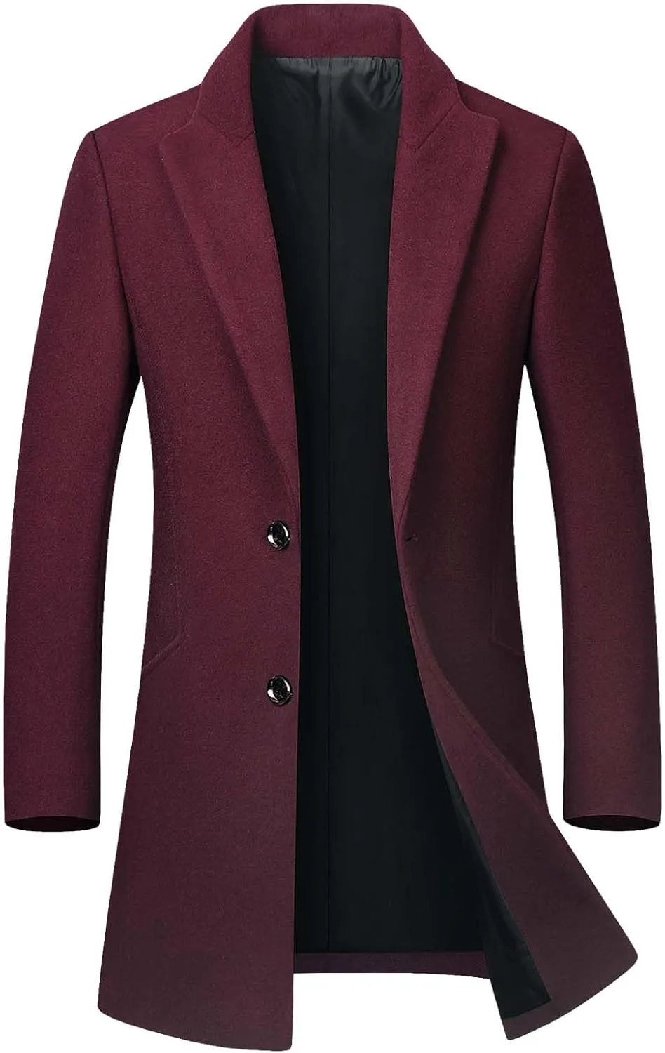 Litteking Men's Winter Coat Wool Trench Overcoat Casual Single Breasted Pea Top Jacket