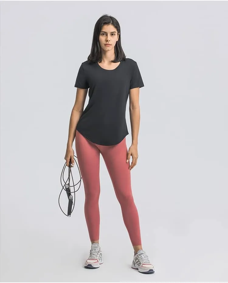 Looleafy Women's Running Shirts Quick Dry Short Sleeve Athletic Workout Tops V Neck Moisture Wicking Tops Women