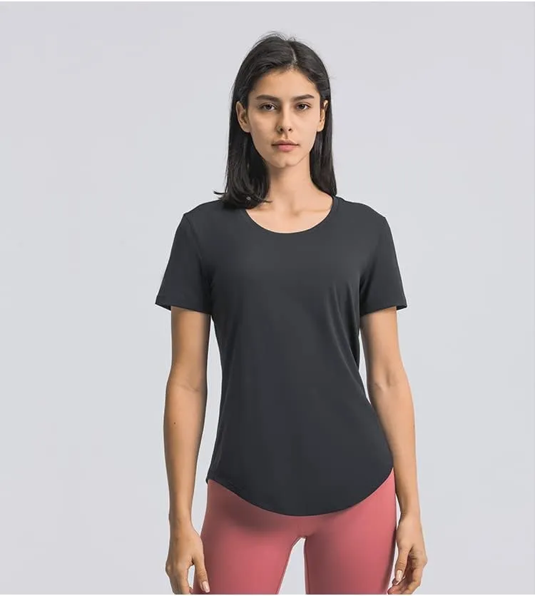 Looleafy Women's Running Shirts Quick Dry Short Sleeve Athletic Workout Tops V Neck Moisture Wicking Tops Women
