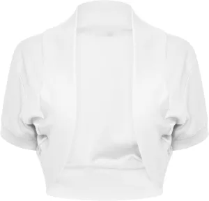 Loxdonz Women's Short Sleeve Shrug Open Front Cotton Cropped Cardigan Bolero Shrugs Jacket