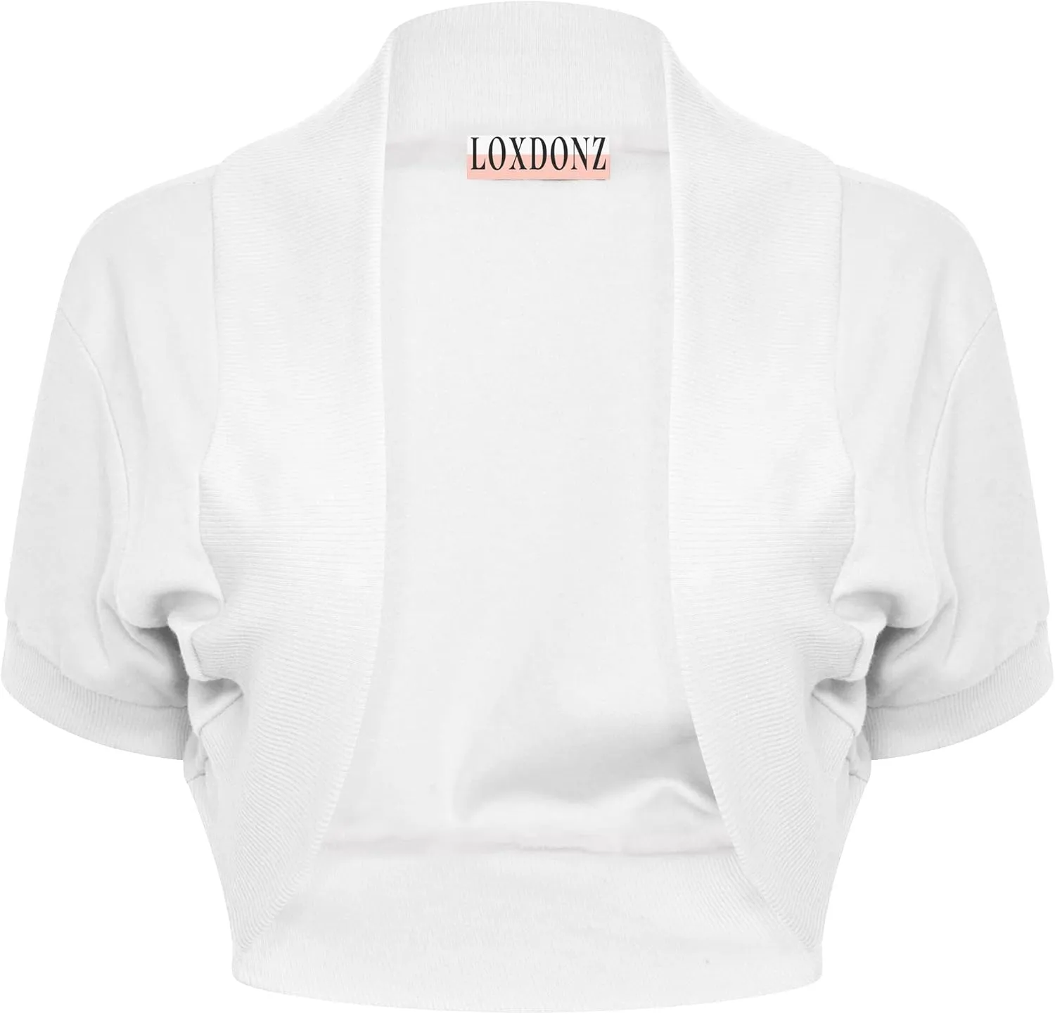 Loxdonz Women's Short Sleeve Shrug Open Front Cotton Cropped Cardigan Bolero Shrugs Jacket