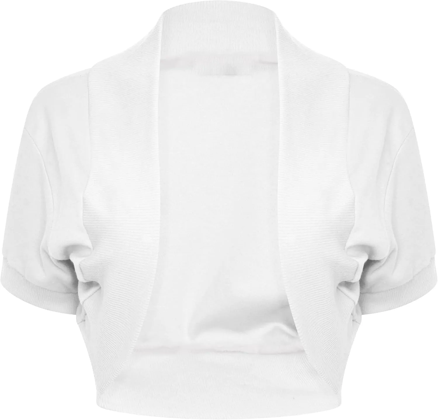 Loxdonz Women's Short Sleeve Shrug Open Front Cotton Cropped Cardigan Bolero Shrugs Jacket