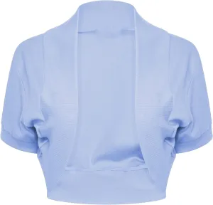 Loxdonz Women's Short Sleeve Shrug Open Front Cotton Cropped Cardigan Bolero Shrugs Jacket