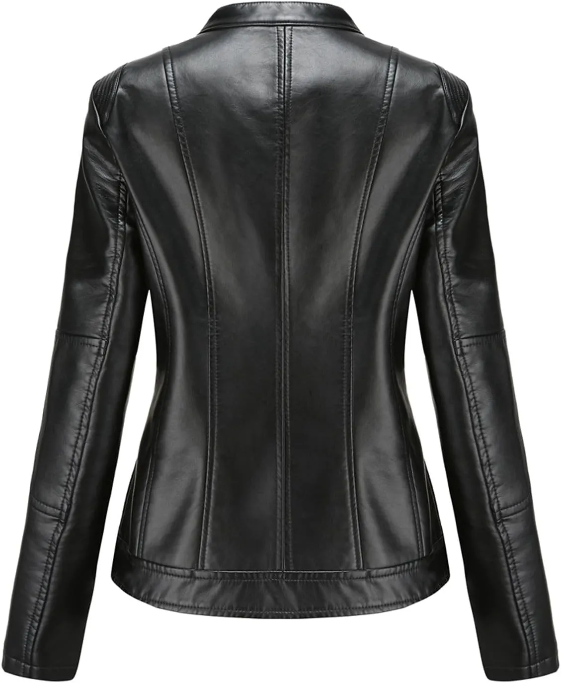 Lu's Chic Women's Fall Leather Jacket Motorcycle Jacket Faux Leather Warm Spring Zip Up Vintage Motorcycle Jacket