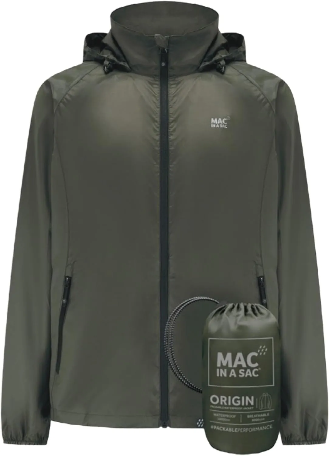 Mac in a Sac Men's Packable Rain Jacket - Origin - Lightweight Waterproof and Breathable Raincoat with Hood