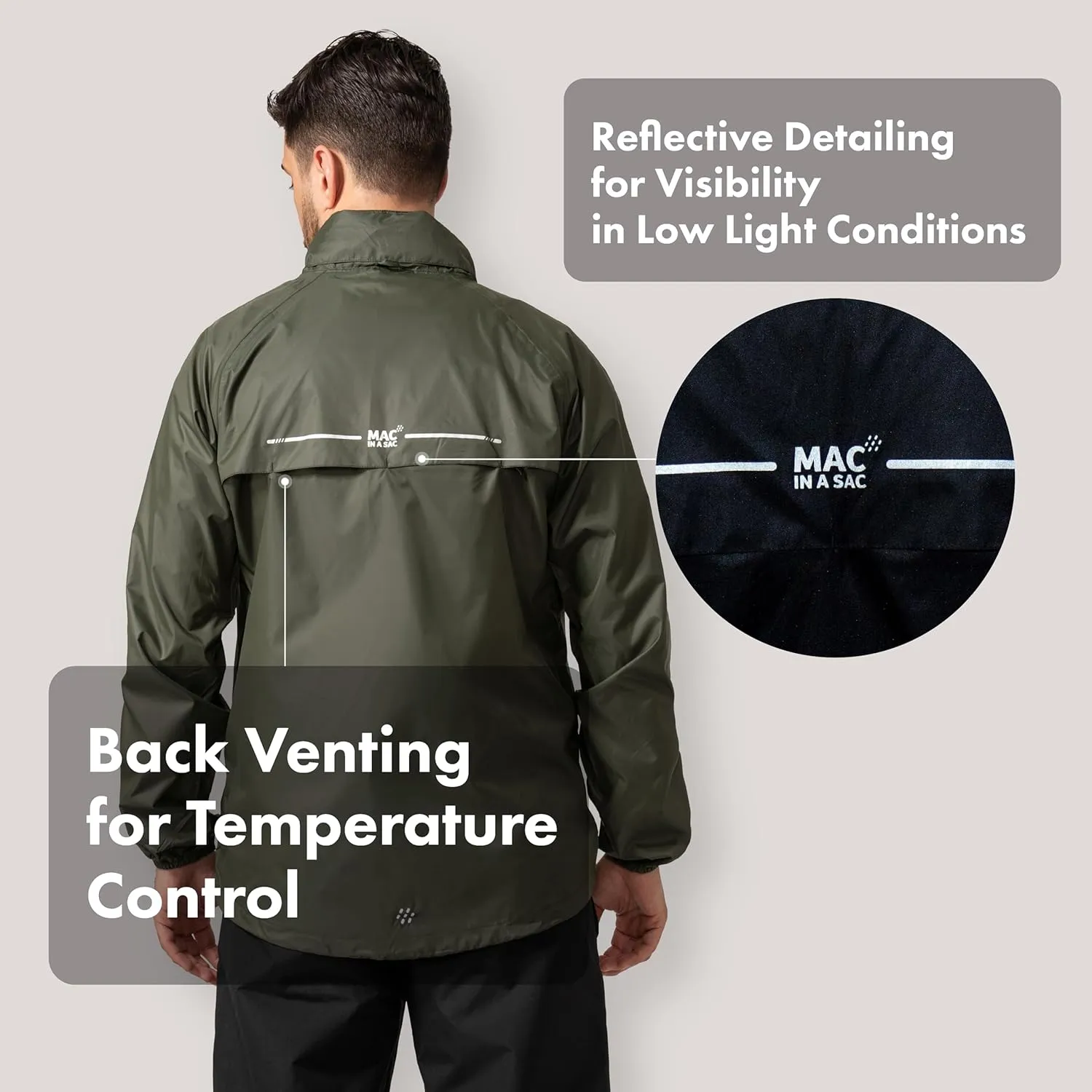 Mac in a Sac Men's Packable Rain Jacket - Origin - Lightweight Waterproof and Breathable Raincoat with Hood