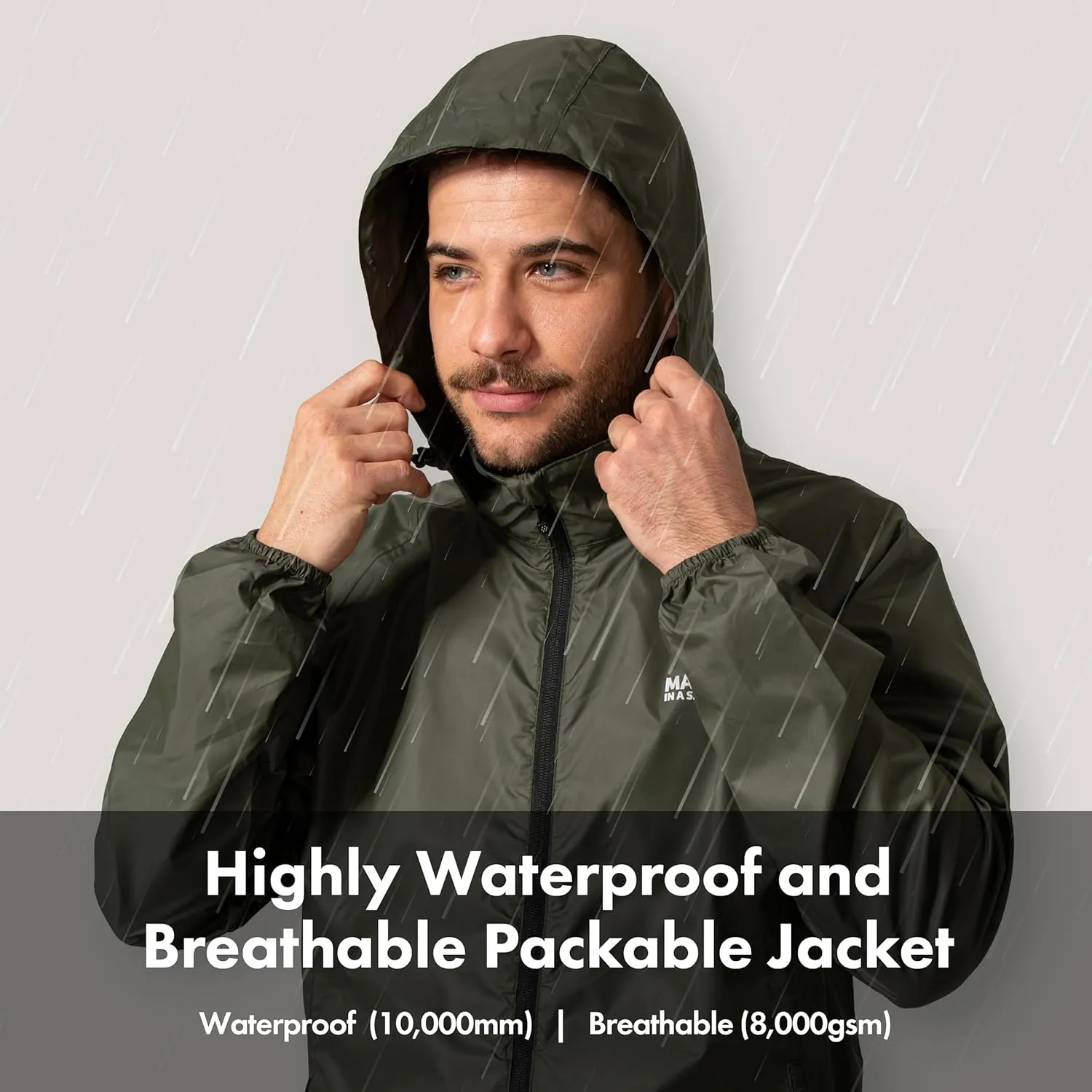 Mac in a Sac Men's Packable Rain Jacket - Origin - Lightweight Waterproof and Breathable Raincoat with Hood