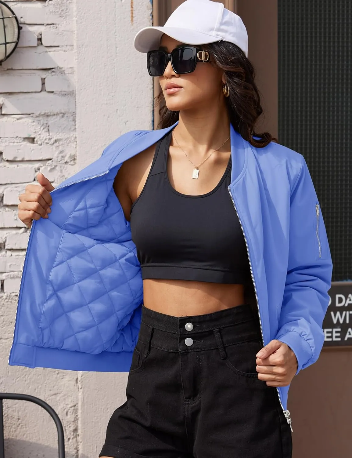 MAGCOMSEN Women's Winter Bomber Jacket Casual Basic Zip Up Padded Coats Water Resistant Long Sleeve Outwear with Pockets