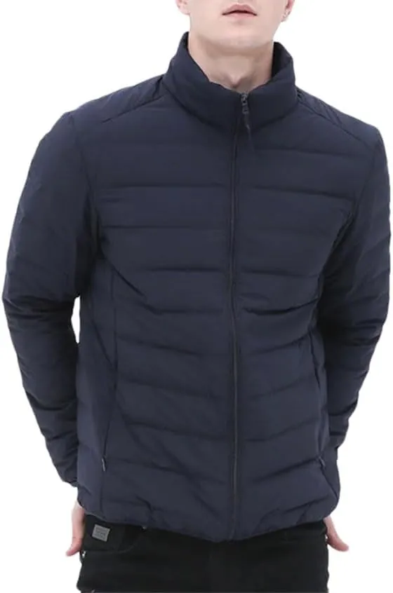 Man Stand-Up Collar Down Puffer Jacket Soft Matt Waterproof Fabric Seamless Winter Autumn Warm Outerwear