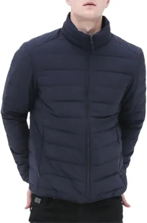 Man Stand-Up Collar Down Puffer Jacket Soft Matt Waterproof Fabric Seamless Winter Autumn Warm Outerwear