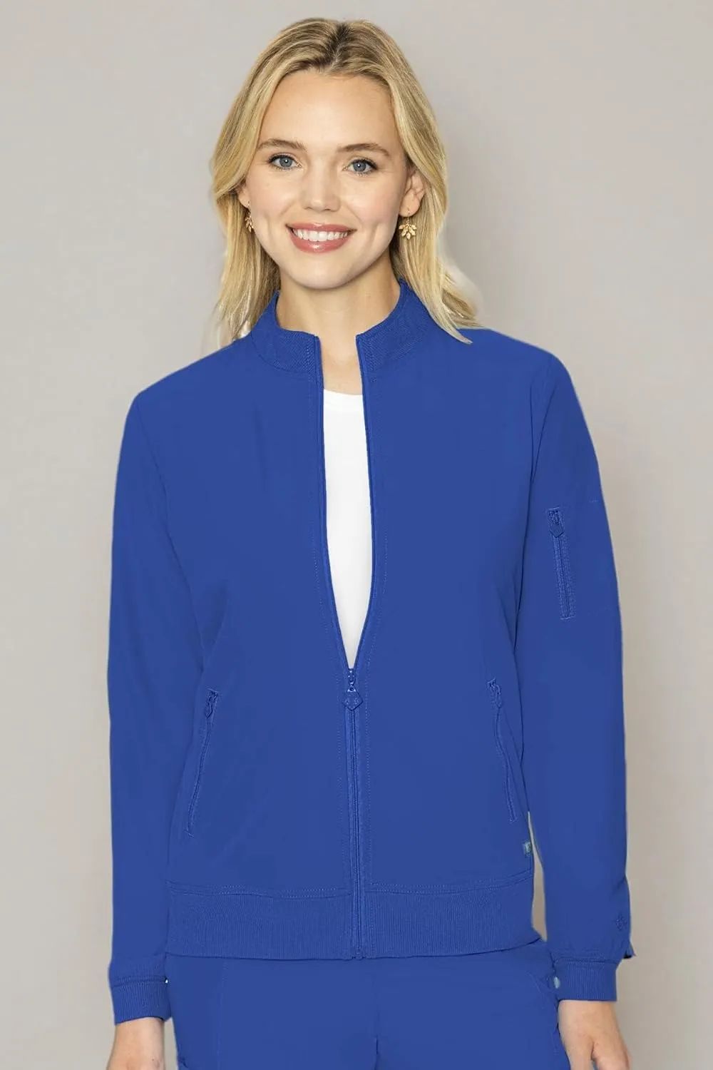 Med Couture Peaches Women Warm-Up Scrub Jacket - Lightweight, Moisture-Wicking, SPF 50, Missy Fit - MC8674