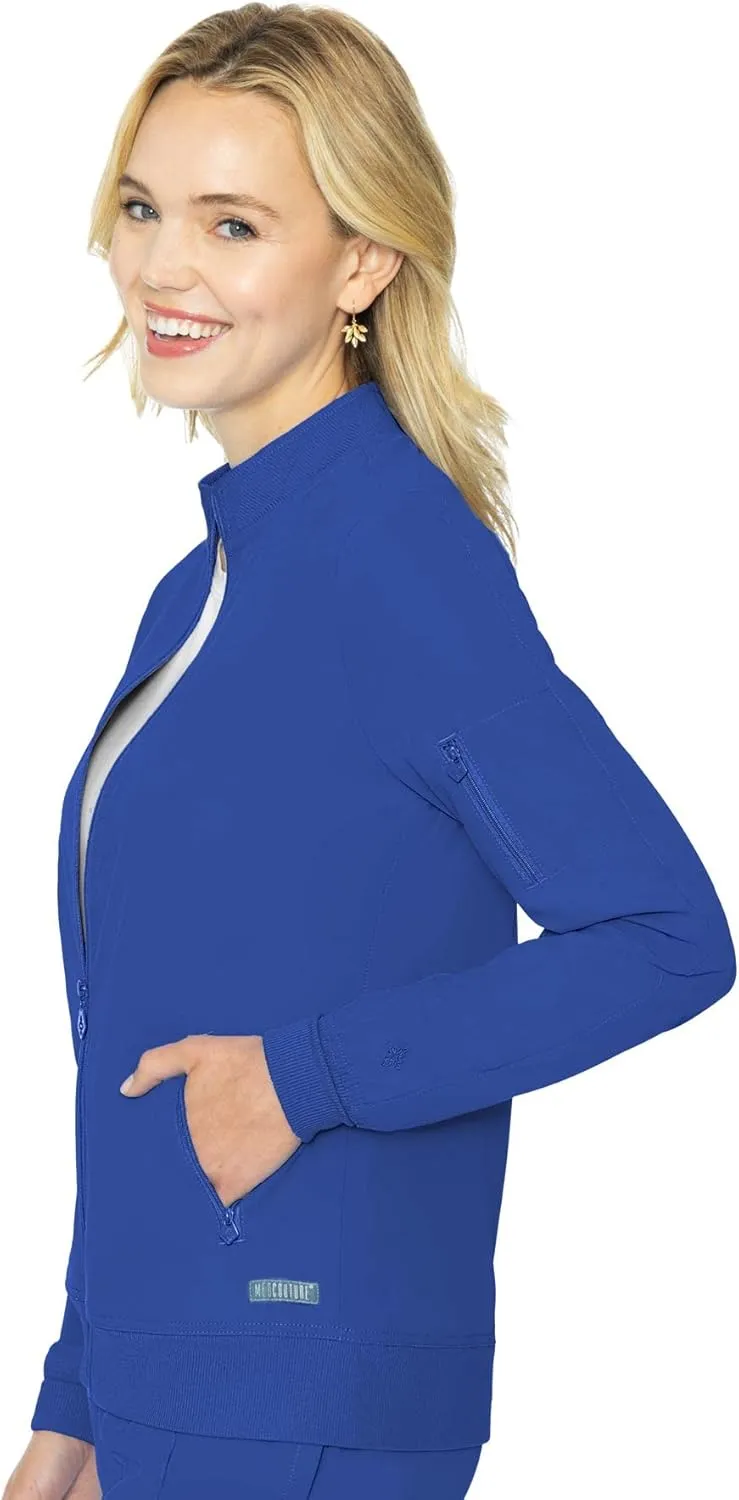 Med Couture Peaches Women Warm-Up Scrub Jacket - Lightweight, Moisture-Wicking, SPF 50, Missy Fit - MC8674