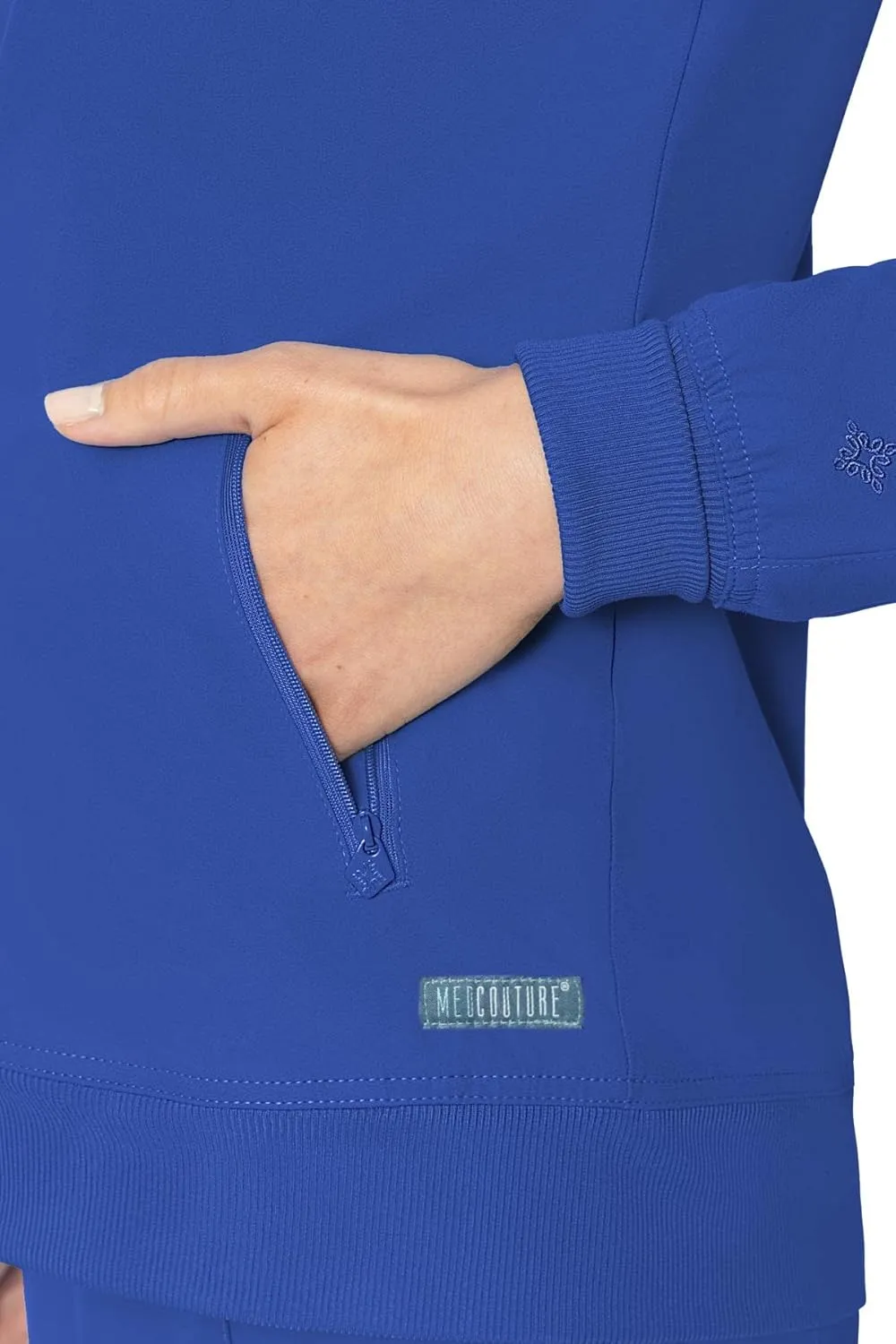 Med Couture Peaches Women Warm-Up Scrub Jacket - Lightweight, Moisture-Wicking, SPF 50, Missy Fit - MC8674