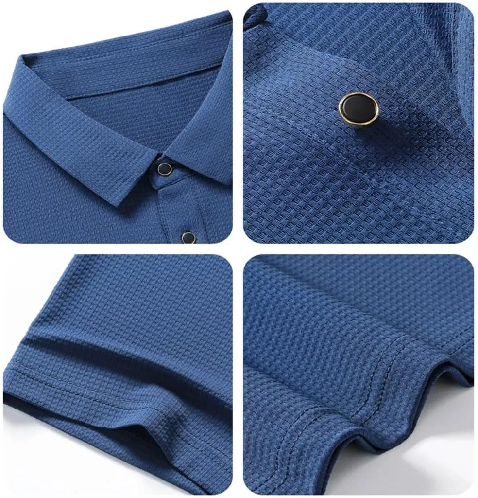 Men Business Ice Silk Short Sleeve Polos Shirts Golf Casual Jersey Quick Dry T Shirt