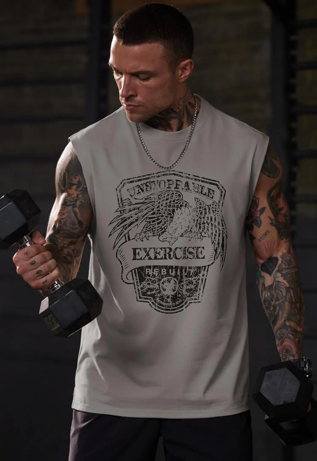 Men Graphic Muscle Tank Top Gym Workout Summer Casual Sleeveless Shirts (S-XXL)