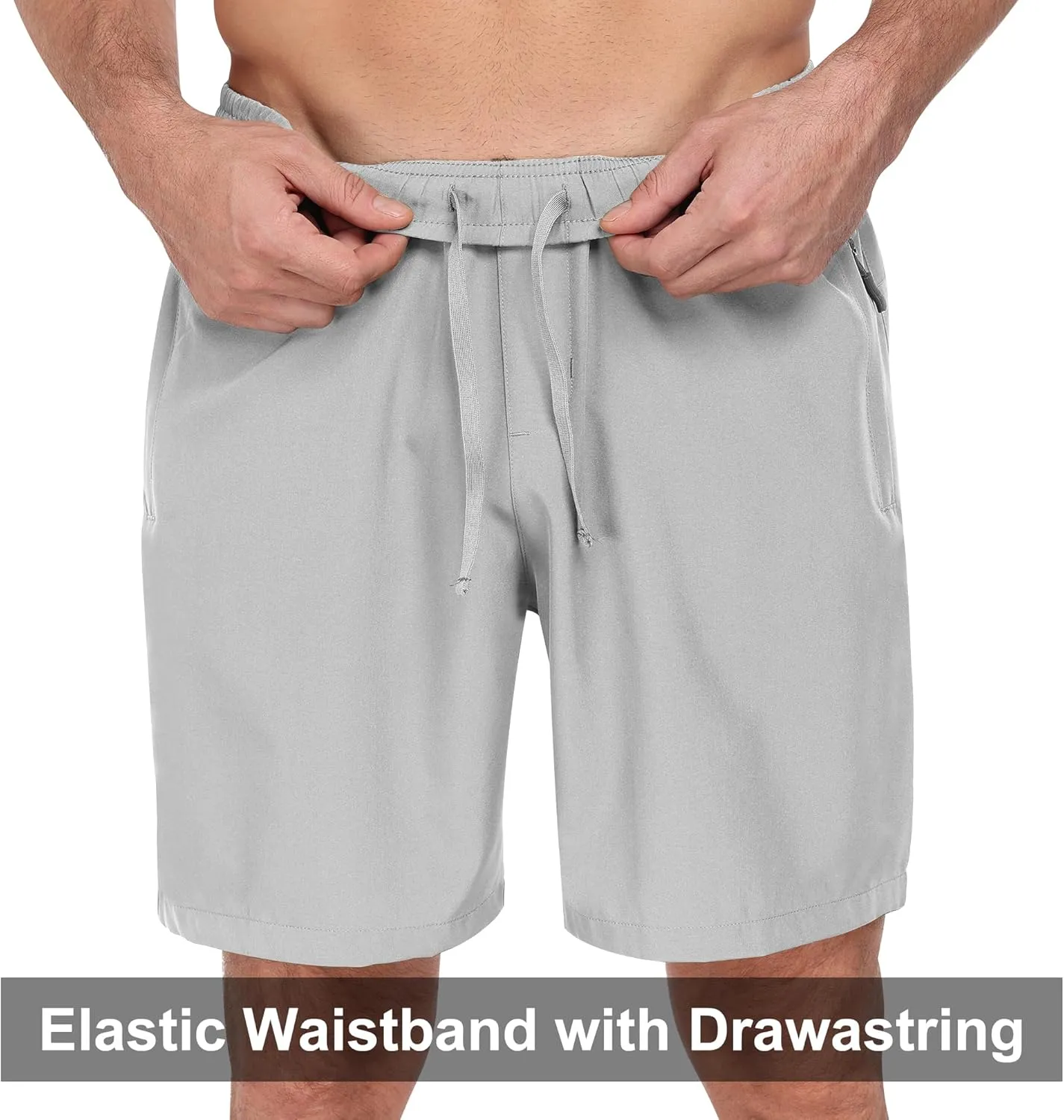 Men Running Athletic Shorts, Quick Dry 7 inch Inseam Gym Workout Men Shorts with Deep Pocket & Zipper