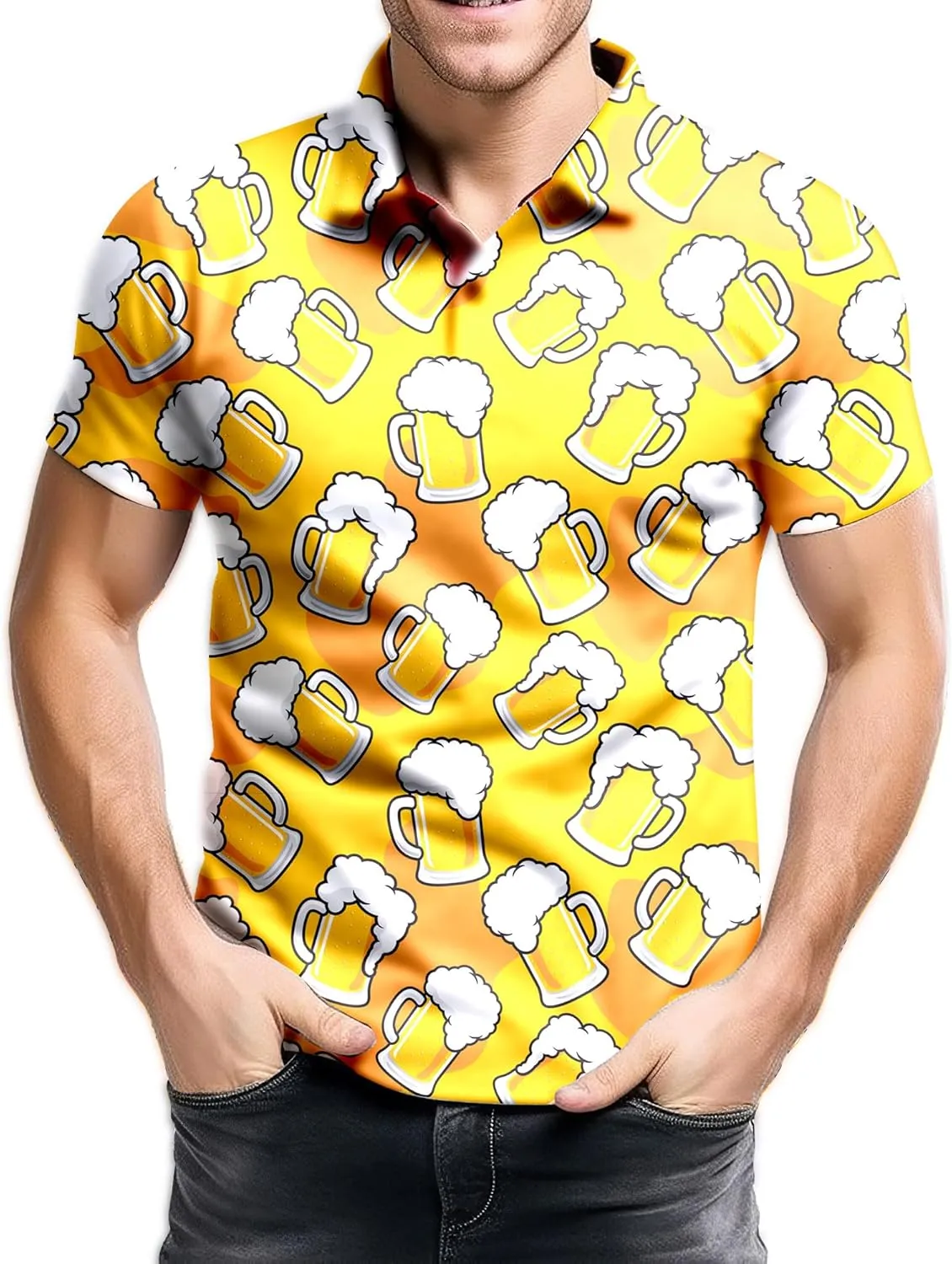 Mens 80s Golf Shirt Dry Fit Performance Short Sleeve Print Shirts Funny 90s Golf Shirts for Men