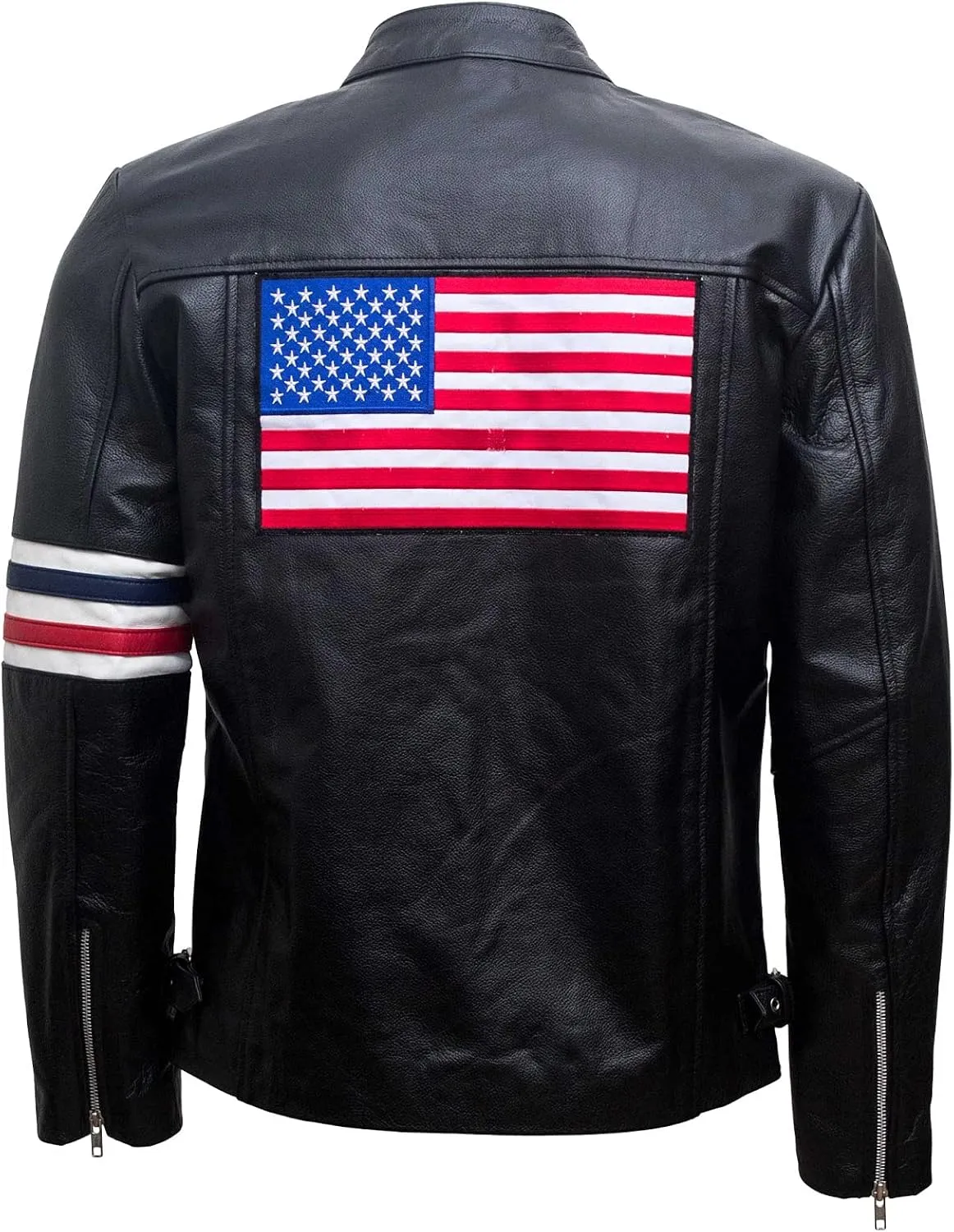 Mens Bike Rider Jacket - American Flag Motorcycle Black Jacket