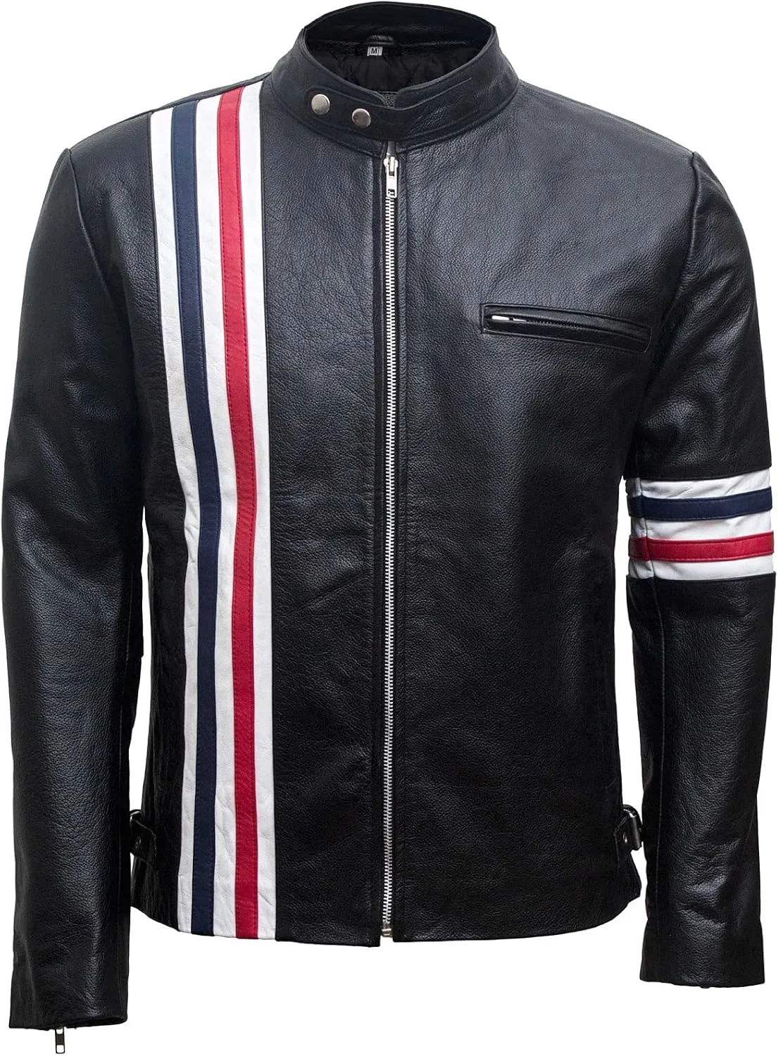 Mens Bike Rider Jacket - American Flag Motorcycle Black Jacket