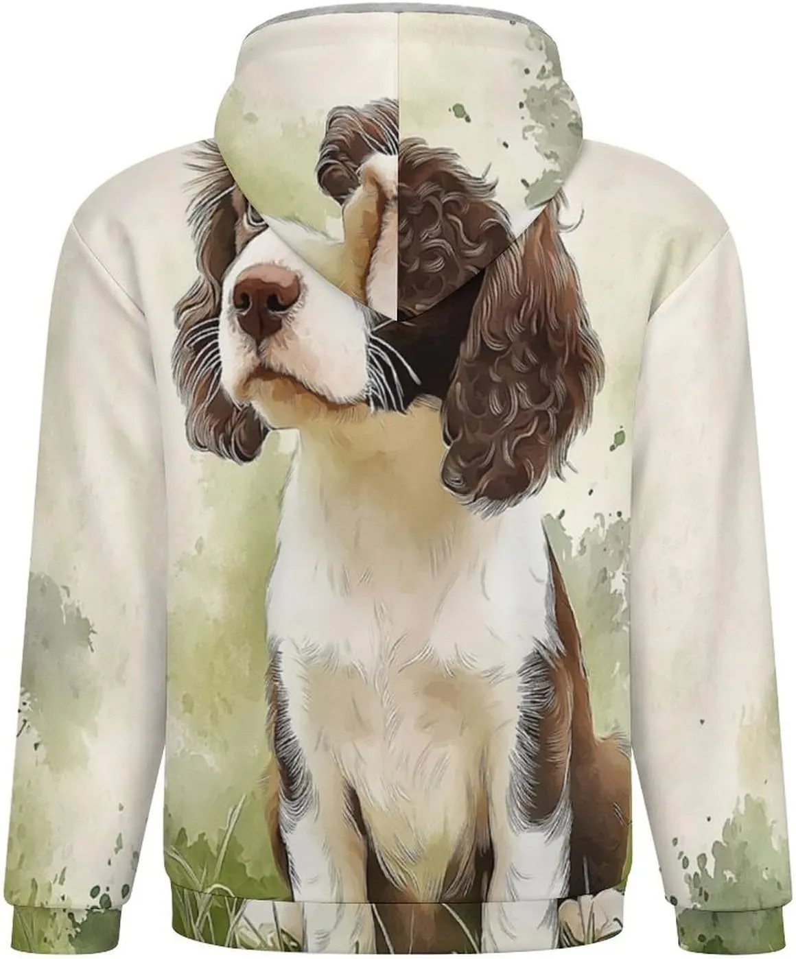 Mens Cotton Padded Fleece Jacket, Winter Zip Up Coat, Watercolor Poodle Hooded Warm Sherpa Lined Sweatshirts, Windp