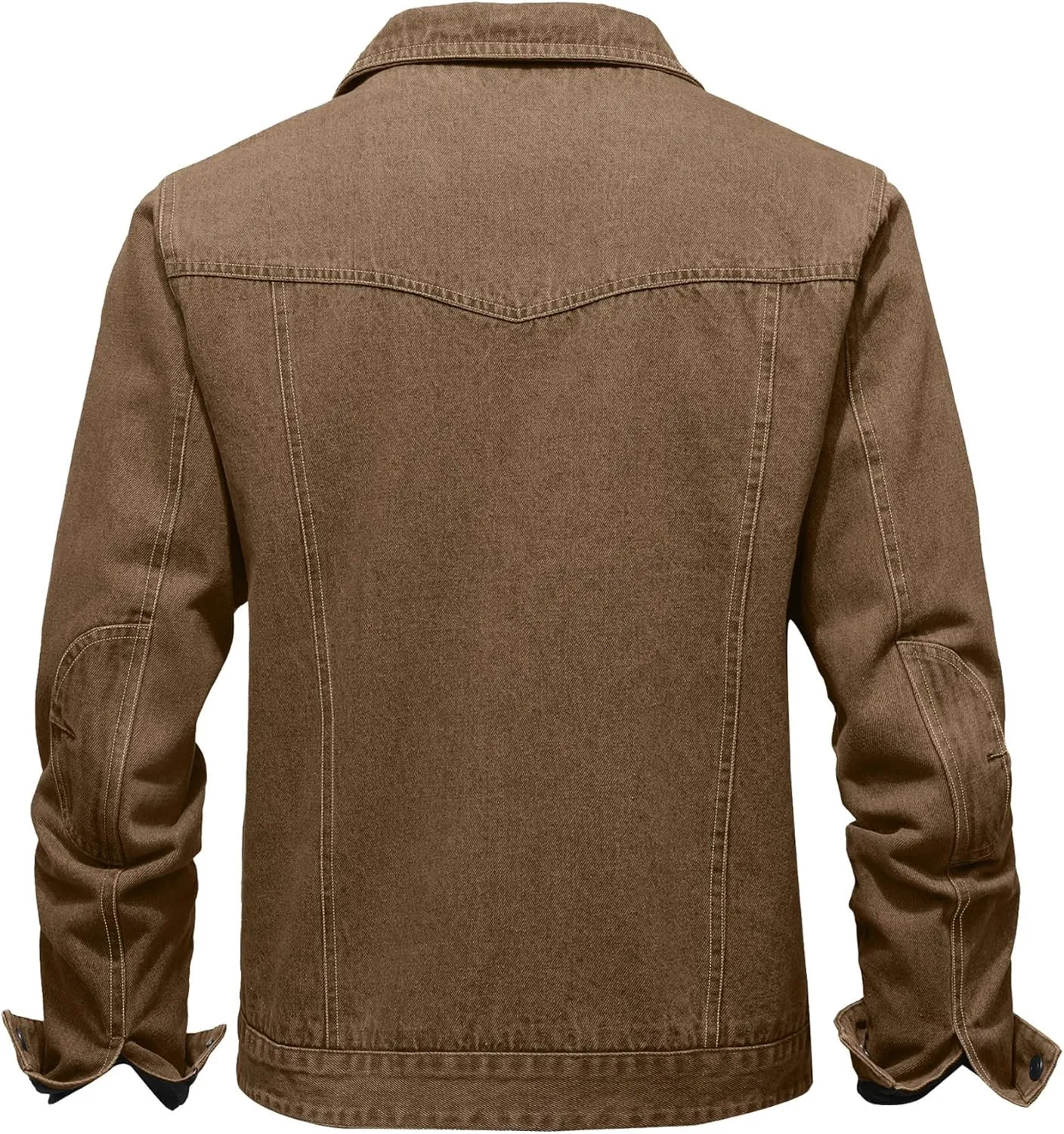 Men's Denim Jacket with Flannel Lined Jean Jackets for Winter Vintage Cowboy Cut Snap Closure Classic Heavy Duty