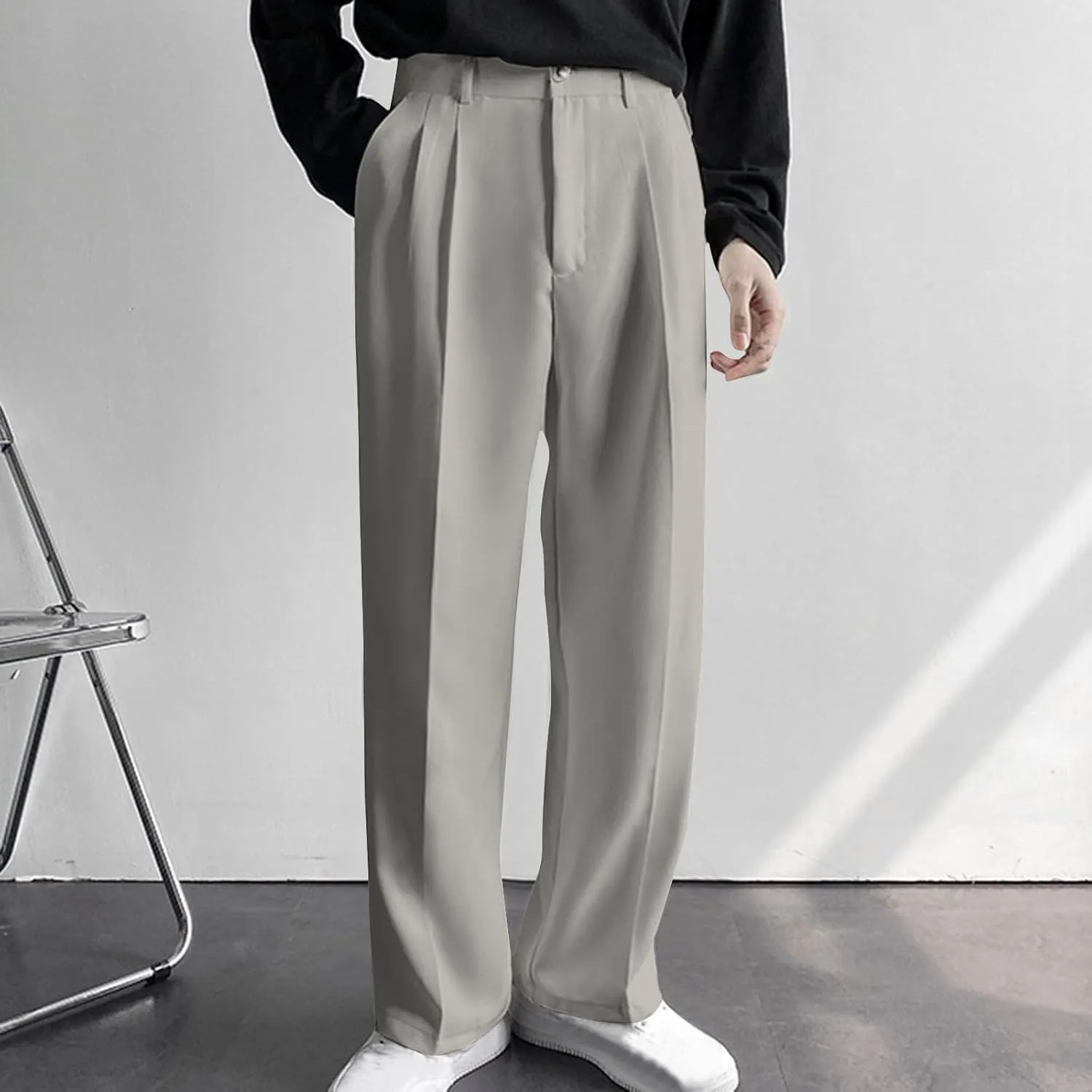 Mens Dress Pants Big and Tall Flat Front Regular Fit Suit Pants Business Casual Work Trousers with Pockets