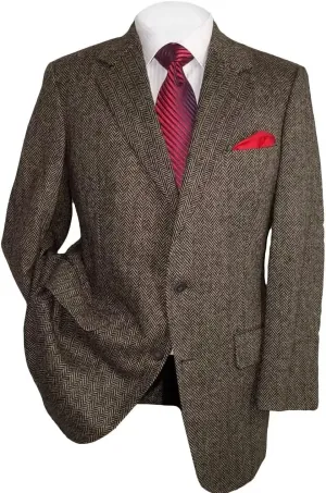 Mens Herringbone Tweed Blazer Men Vintage Suit Jacket Lightweight 2 Button Business Sport Coat Jackets