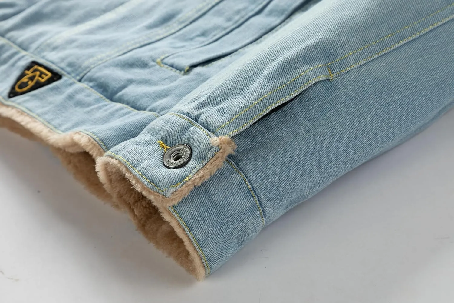 Men'S Jean Jacket Casual Loose Button Lapel Sherpa Fleece Lined Thicken Trucker Jacket Coats