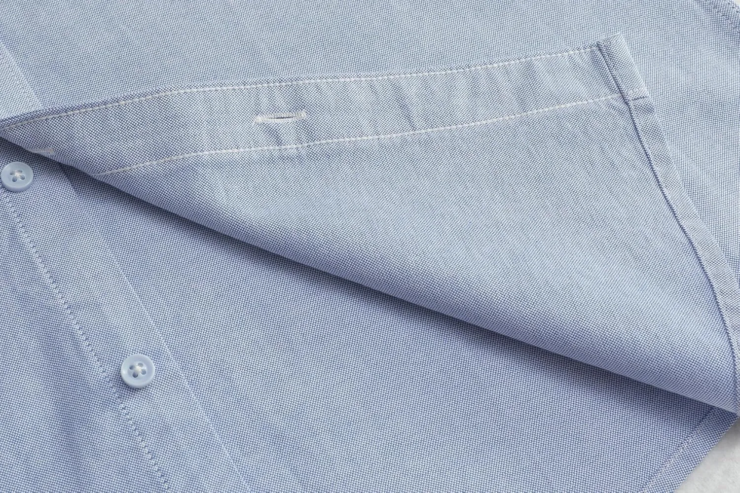 Men's Long Sleeve Button Down Dress Shirt, Wrinkle Resistant Stretch, Solid Color with Pocket