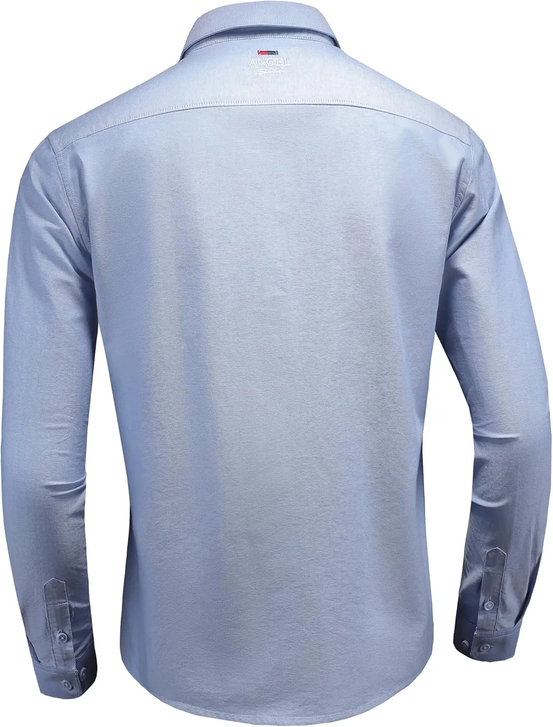 Men's Long Sleeve Button Down Dress Shirt, Wrinkle Resistant Stretch, Solid Color with Pocket