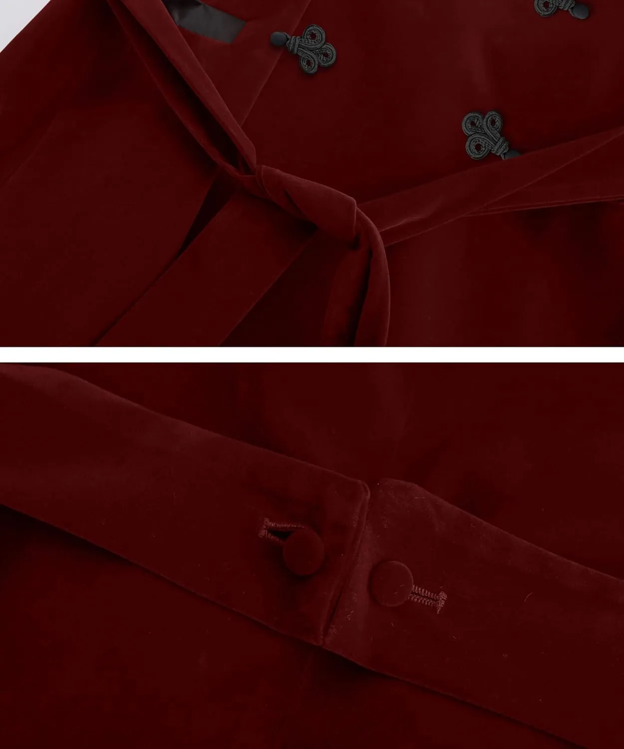 Men's Long Velvet Smoking Robe Double Breasted Jacket Blazer with Belt for Dinner Wedding Party