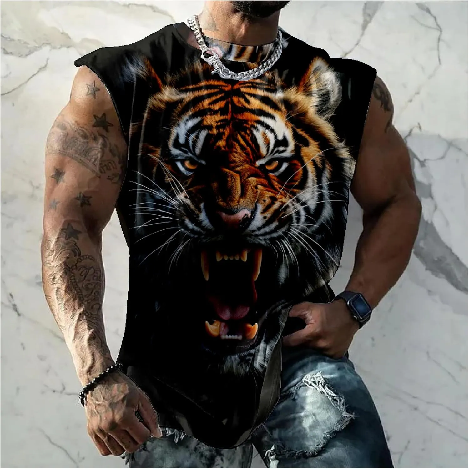 Mens Muscle Tank Top Workout Tee Sleeveless Shirt Summer Loose Quick Dry Casual Cool Crew Neck Gym Tank Tops for Men