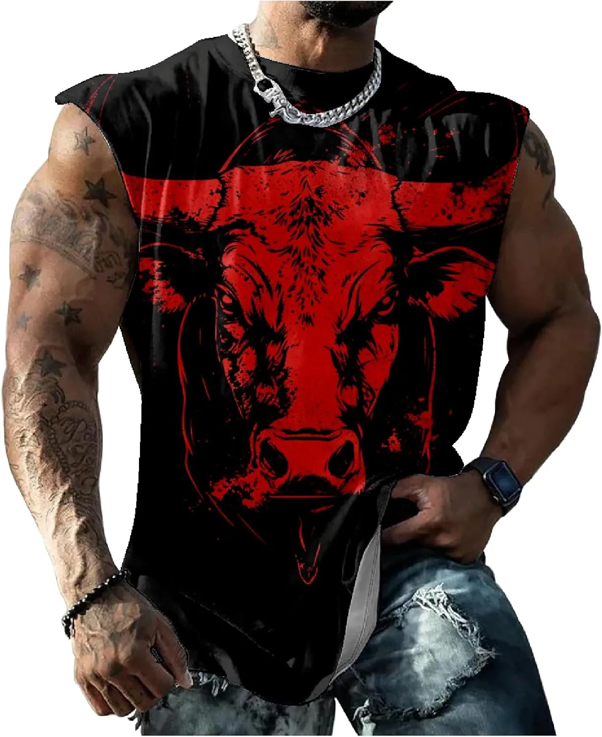 Mens Muscle Tank Top Workout Tee Sleeveless Shirt Summer Loose Quick Dry Casual Cool Crew Neck Gym Tank Tops for Men