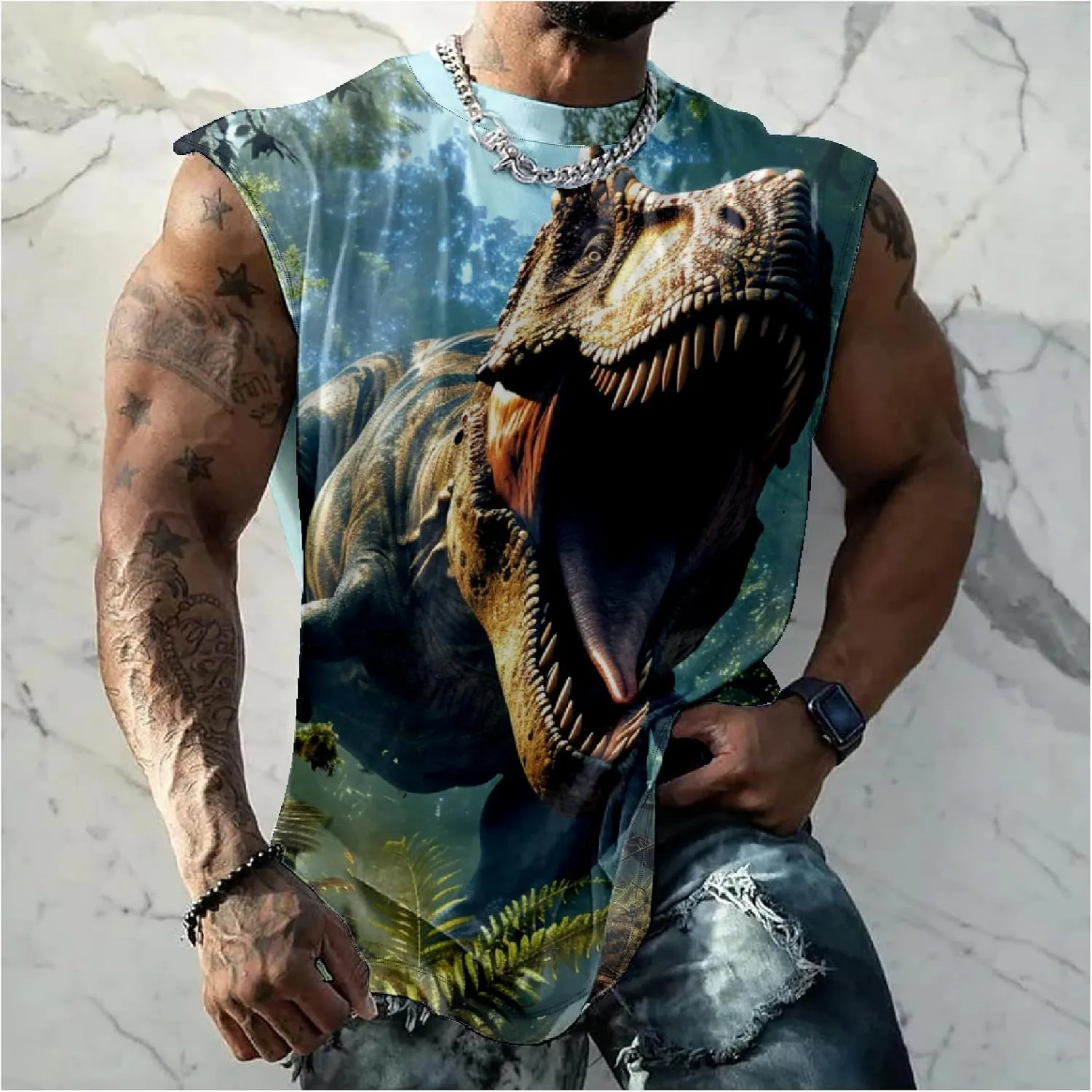 Mens Muscle Tank Top Workout Tee Sleeveless Shirt Summer Loose Quick Dry Casual Cool Crew Neck Gym Tank Tops for Men