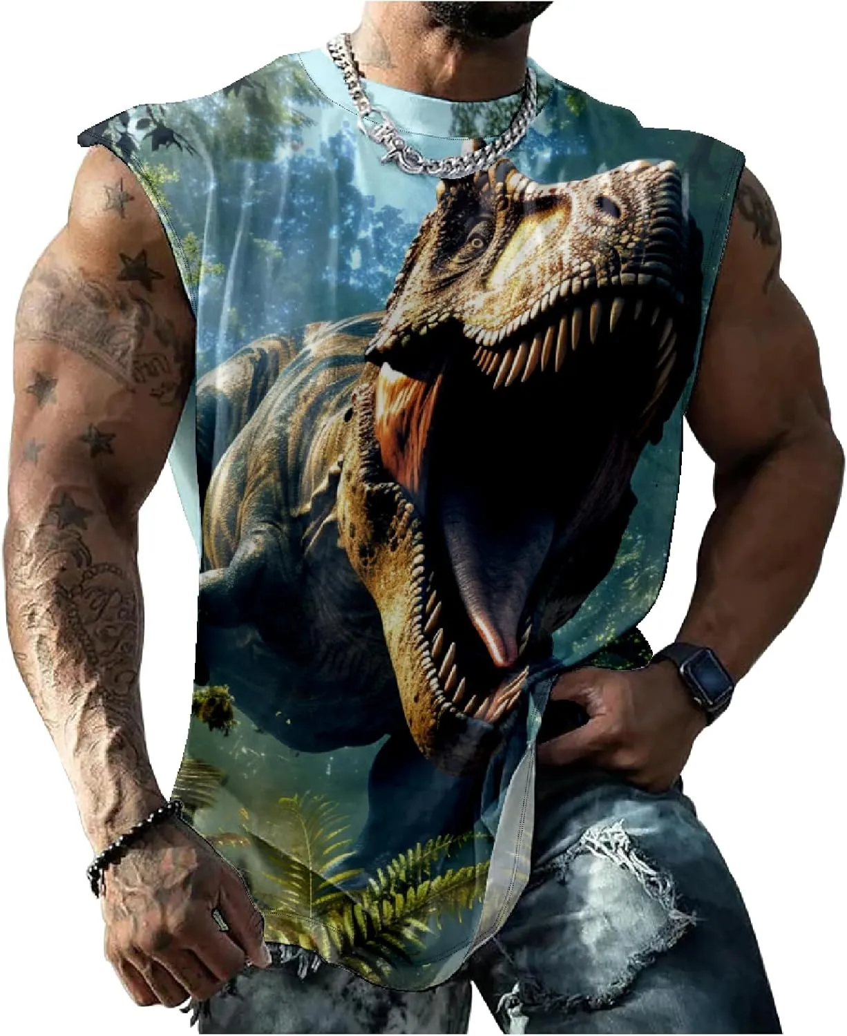 Mens Muscle Tank Top Workout Tee Sleeveless Shirt Summer Loose Quick Dry Casual Cool Crew Neck Gym Tank Tops for Men