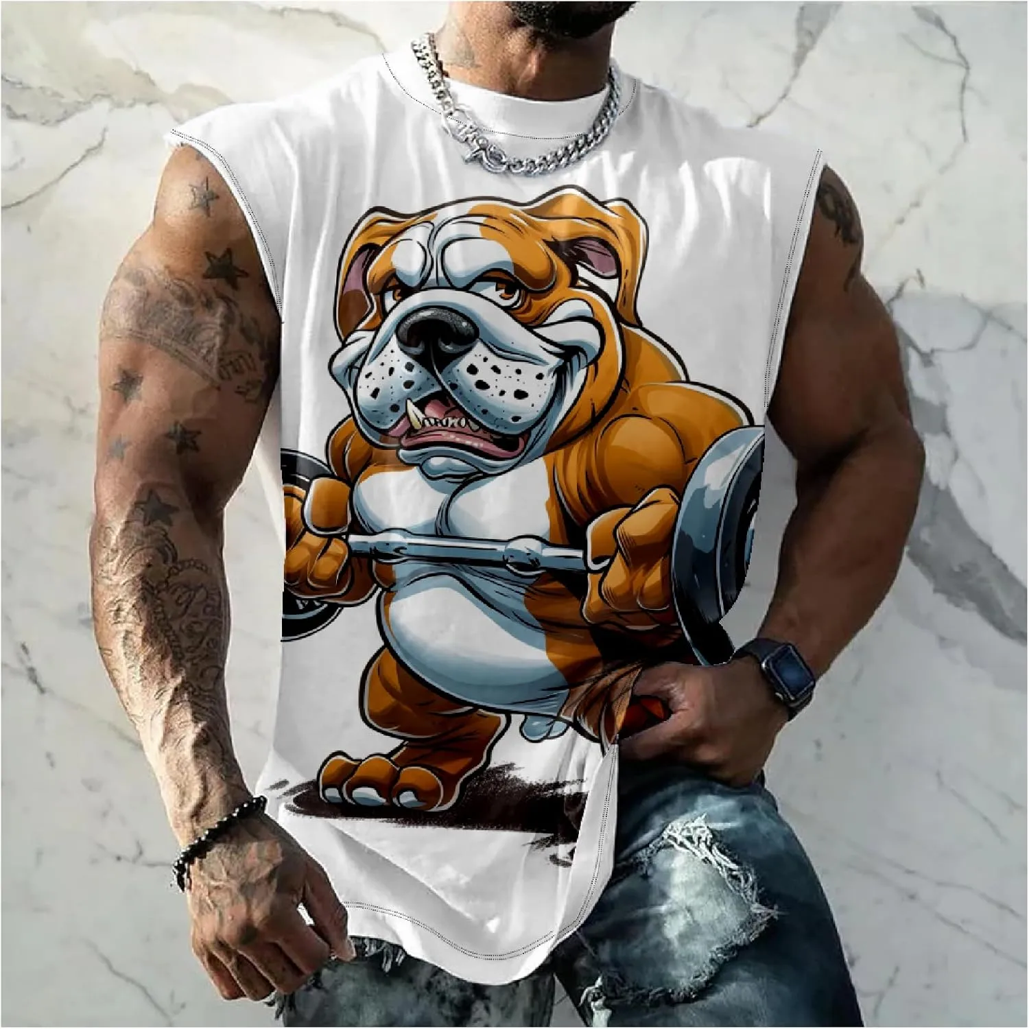 Mens Muscle Tank Top Workout Tee Sleeveless Shirt Summer Loose Quick Dry Casual Cool Crew Neck Gym Tank Tops for Men