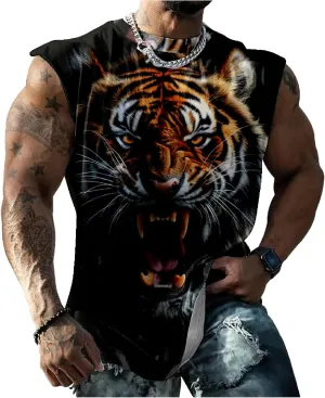 Mens Muscle Tank Top Workout Tee Sleeveless Shirt Summer Loose Quick Dry Casual Cool Crew Neck Gym Tank Tops for Men