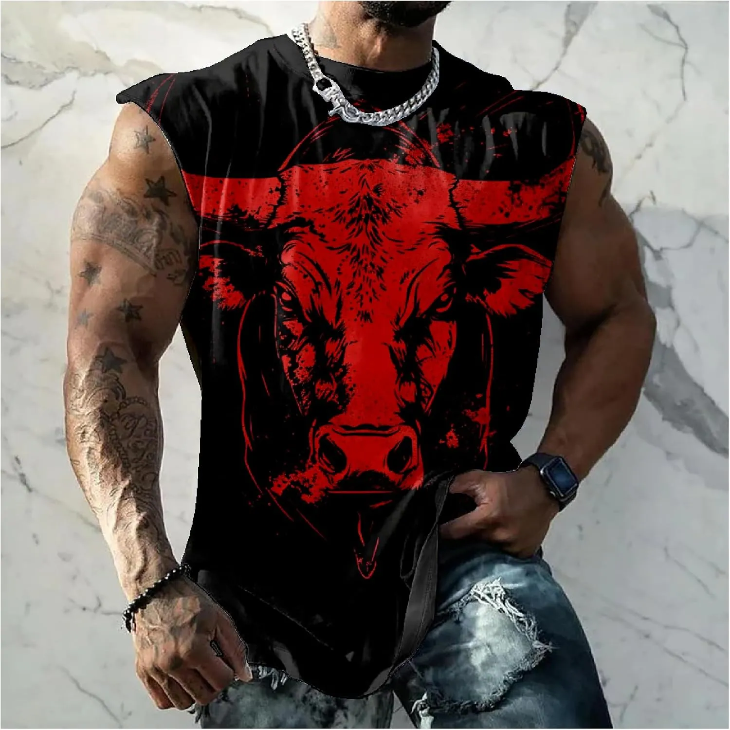 Mens Muscle Tank Top Workout Tee Sleeveless Shirt Summer Loose Quick Dry Casual Cool Crew Neck Gym Tank Tops for Men